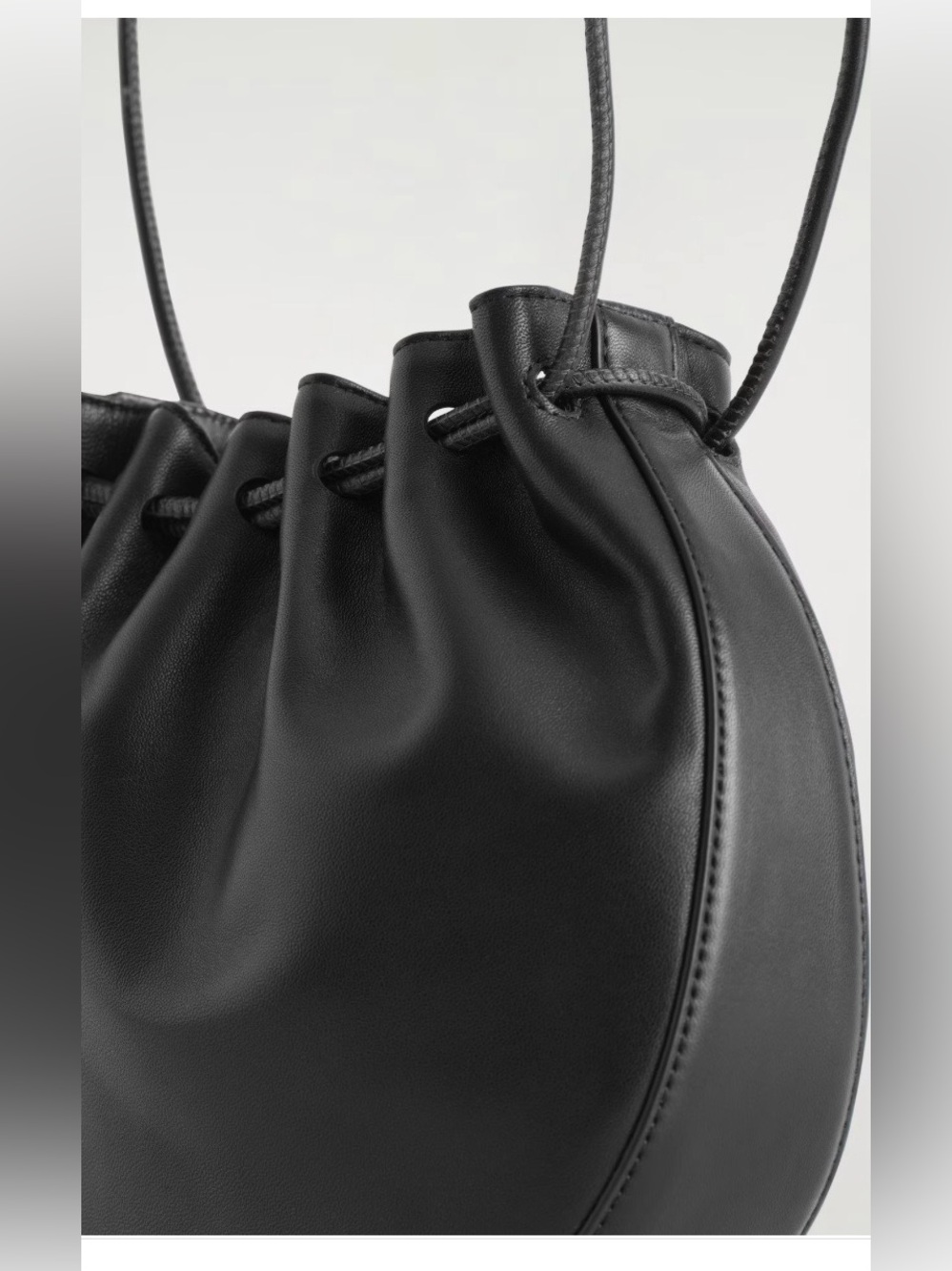 COS LEATHER GATHERED POUCH Black Drawstring Crossbody Bag - Picture 10 of 10